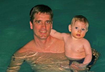 Daddy and Carson in the Pool