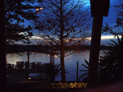 Looking out the window from Huston's Restaurant at Lake Killarney in the early evening.