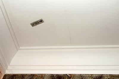 Directions For Prayer on Hotel Room Ceiling