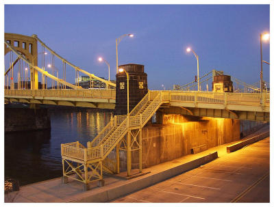 Dusk bridge (sunset, bridge, Pittsburgh)