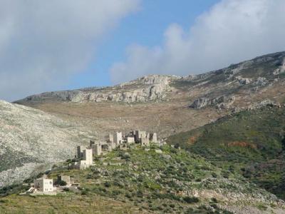 Vathia, a tower town on the top of the hill