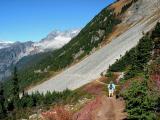 Hiker Descending Cascade Pass Trail
