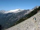 Hiker Along Talus Field