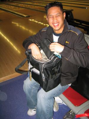 bowling bag (present) full of ca$h