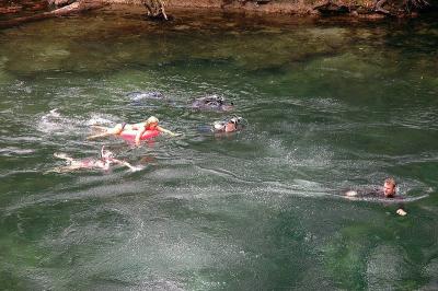 Snorkelers over the 120 foot deep hole