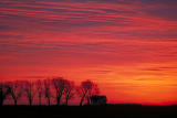 Galesburg farmhouse at sunset