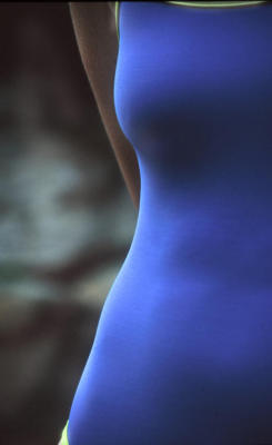 The blue swimsuit.