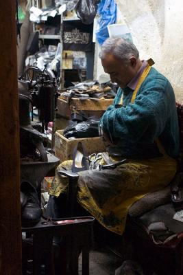 A shoe maker in an old city of Jrusalem