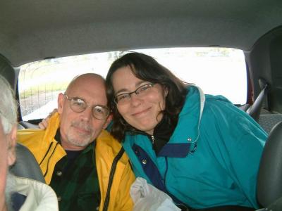 A happy couple in Martha's car. Shoulder on the left is mine. I made this pic while holding my camera backwards.