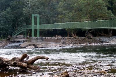 Suspension footbridge across the Sarapiqui at Selva Verde