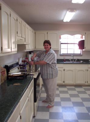 Me in the kitchen of that church's educational building, which housed a huge kitchen, several Sunday School classrooms and a large gym.