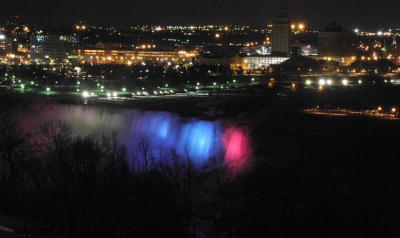 American Falls, changing colored lights