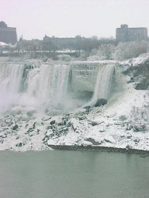 Bridal Veil Falls, at right of American Falls