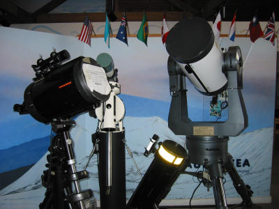 Telescopes used to view the stars after sunset at the Onizuka Visitor Information Station at 9,000 ft.