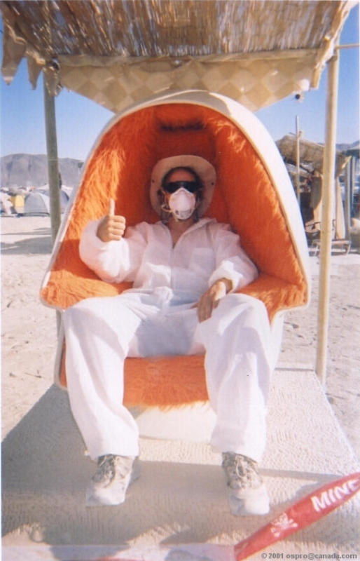 Leaving the Love Projectors Camp, we wander out... ed tries out the EggChair