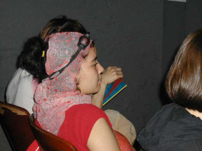 Irene waiting for the show to start (Fri. nite)