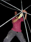 ed climbs up the dome