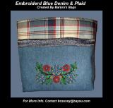 Embroidered Blue Denim & Plaid