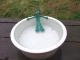 Gumby enjoys a NW hot tub