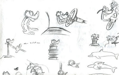 I got on this kick with drawing Goofy with just hands coming out of his head...