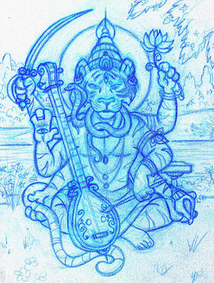 Mystic Tiger, pencil rough
