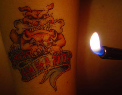 faked tattoo - but real fire (by Alfred)