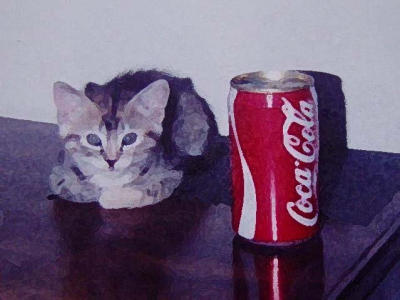 Watercolor Coke and Kitty Circa 1982 by Lisa Young