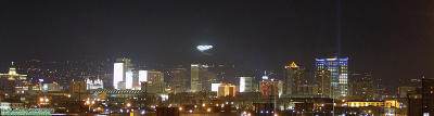 Salt Lake City night skyline from the 600 South/I-80 overpass