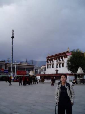 Me under the rainbow at the Jokhang.