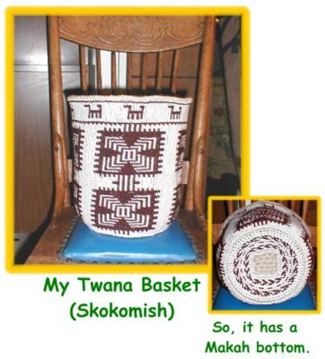 Twana or Skokomish style soft plain twined basket.