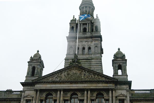 Cross of St. Andrew flying over the City Chambers