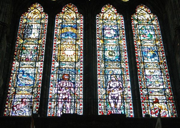 Post-war windows with Adam & Eve, Glasgow Cathedral