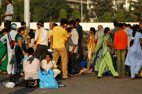 Colorful crowds at the Gateway of India