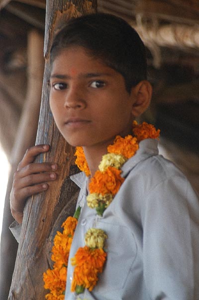 Boy in the swami's tent, Ranthambhore, India
