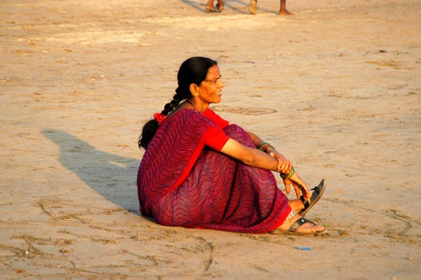 Woman at Chowpatty Beach, Mumbai, India