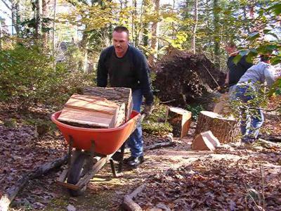 help from Larry Austin and his friends, taking firewood to their church friends
