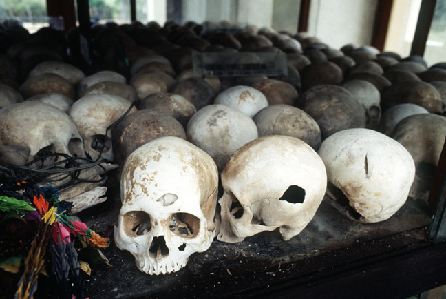   Skulls at the killing fields near Phnom Penh.