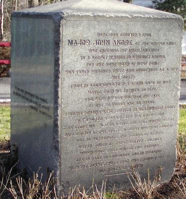 Monument marking the spot where Major John Andre was executed in 1780.