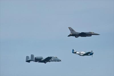 A-10, F16, and P-51D Mustang