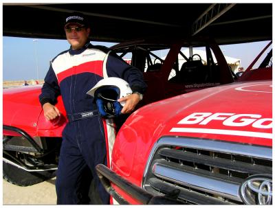 Thats me! Ready to drive the 450hp 5.7 liter V8 Pro Truck used to win the Paris Dakar rally in 2002