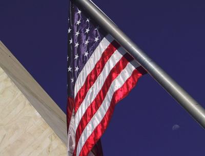 Flag and Washington Monument w/moon