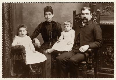 Great Grandparents James and Ida Mae Parker with Edna and Jessie, 1896 (456)