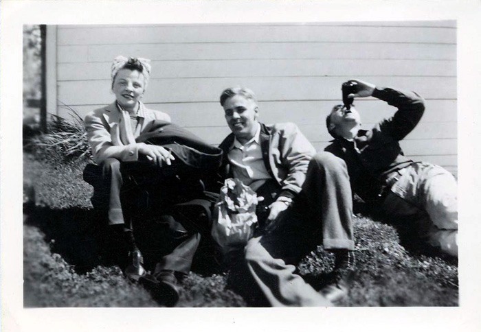Relaxing on hill side, 1947 (191)