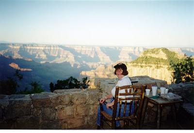 Enjoying the view from the Grand Canyon Lodge