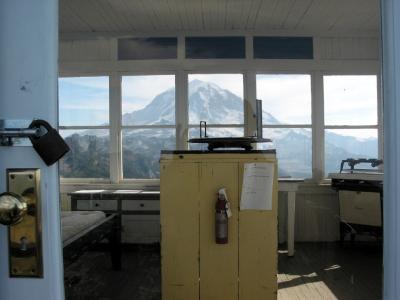 Mt. Rainier seen through Lookout Windows