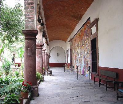 The courtyard with mural of David Leonardo