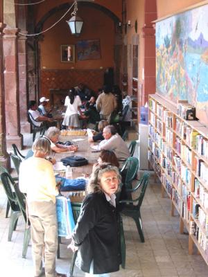 A reading room off the courtyard