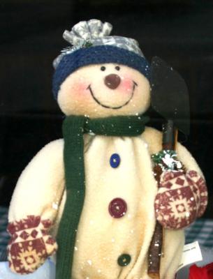 Snowman in Boxer's Pub Window
