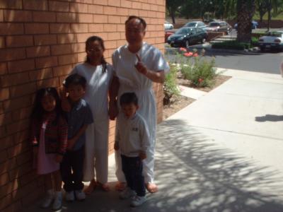 Grace Lee(baptizee), Aaron Lee(baptizer)., and kids.