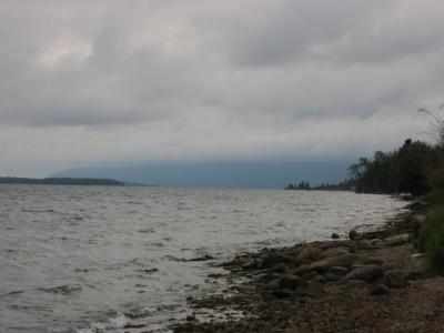 The campground beach in Baddeck - color